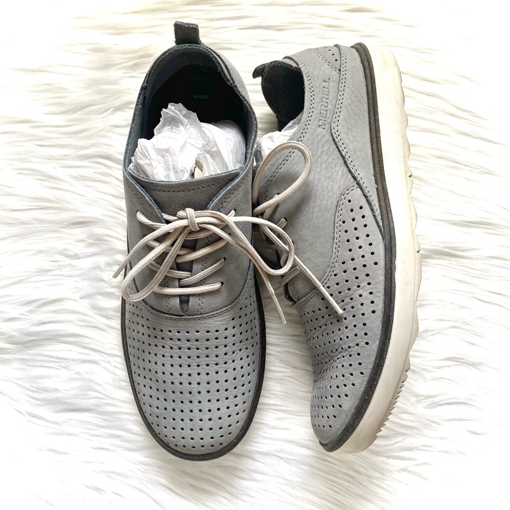 Merrell Perforated Lace Up Shoes 9 Gray